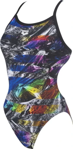 Arena Femme Iridiscent Challenge Back One Piece Black-Multi