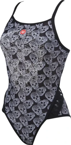 Arena Femme Crazy Pop Skulls Superfly Back One Piece Black-Multi