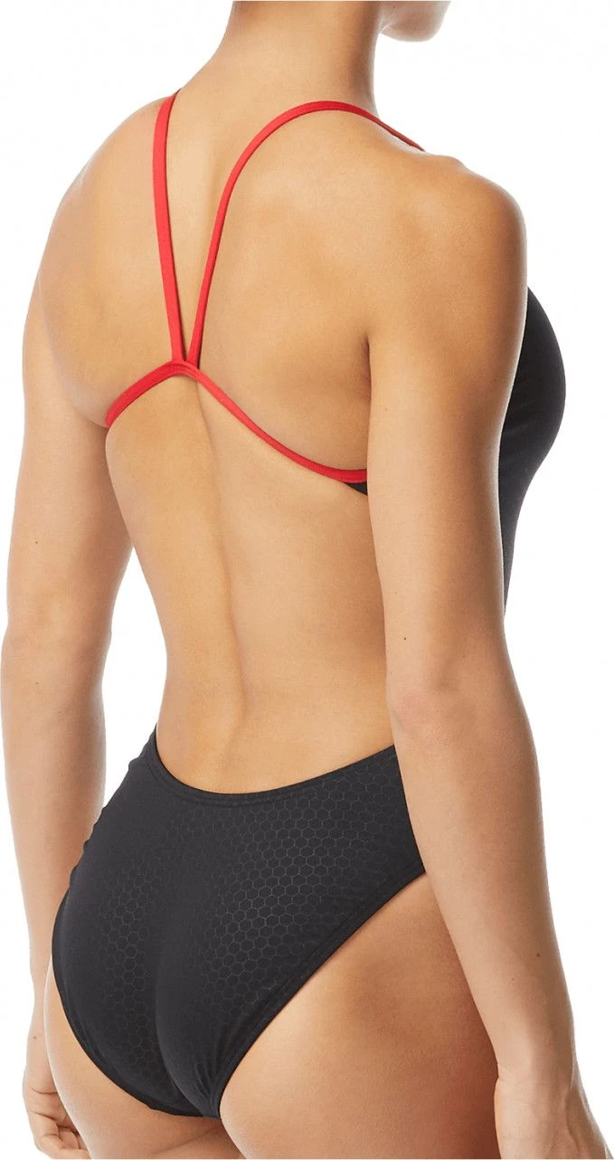 TYR Hexa Cutoutfit Women's One-piece Swimsuit Black / Red 2 TYR Hexa Cutoutfit Women's One-piece Swimsuit Black / Red - Image 2