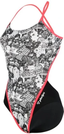 Michael Phelps Kokeshi Open Back Women's One-Piece Swimsuit Gray / Pink -Triathlon Gear Shop 203706560783b16d6b2f6.35495232