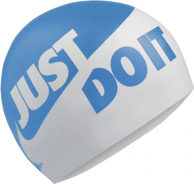 Nike Swim Slogan Silicone Swim Cap White / Blue 2 Nike Swim Slogan Silicone Swim Cap White / Blue - Image 2