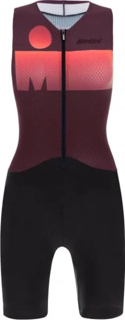 Santini X Ironman Audax Aero Sleeveless Trisuit Black / Coral Women