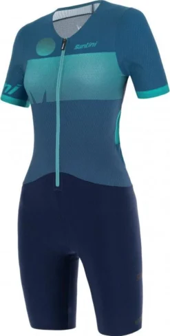Santini X Ironman Audax Aero Women's Short Sleeve Trisuit Blue -Triathlon Gear Shop 2129177613f131d202362.67607428