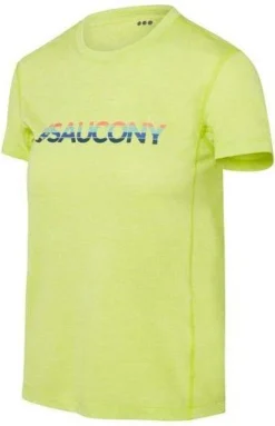 Saucony StopWatch Graphic Campfire Campfire Short Sleeve Jersey Yellow Woman