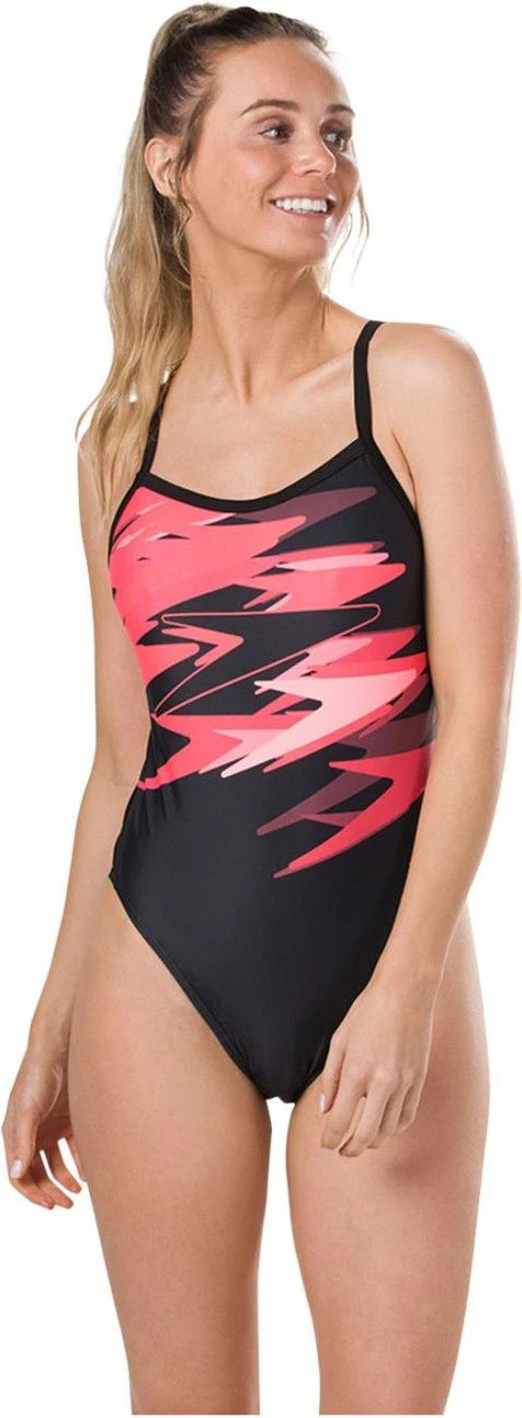 Speedo E10 Boom Placement Thinstrap Women Swimsuit Black Red 1 Speedo E10 Boom Placement Thinstrap Women Swimsuit Black Red